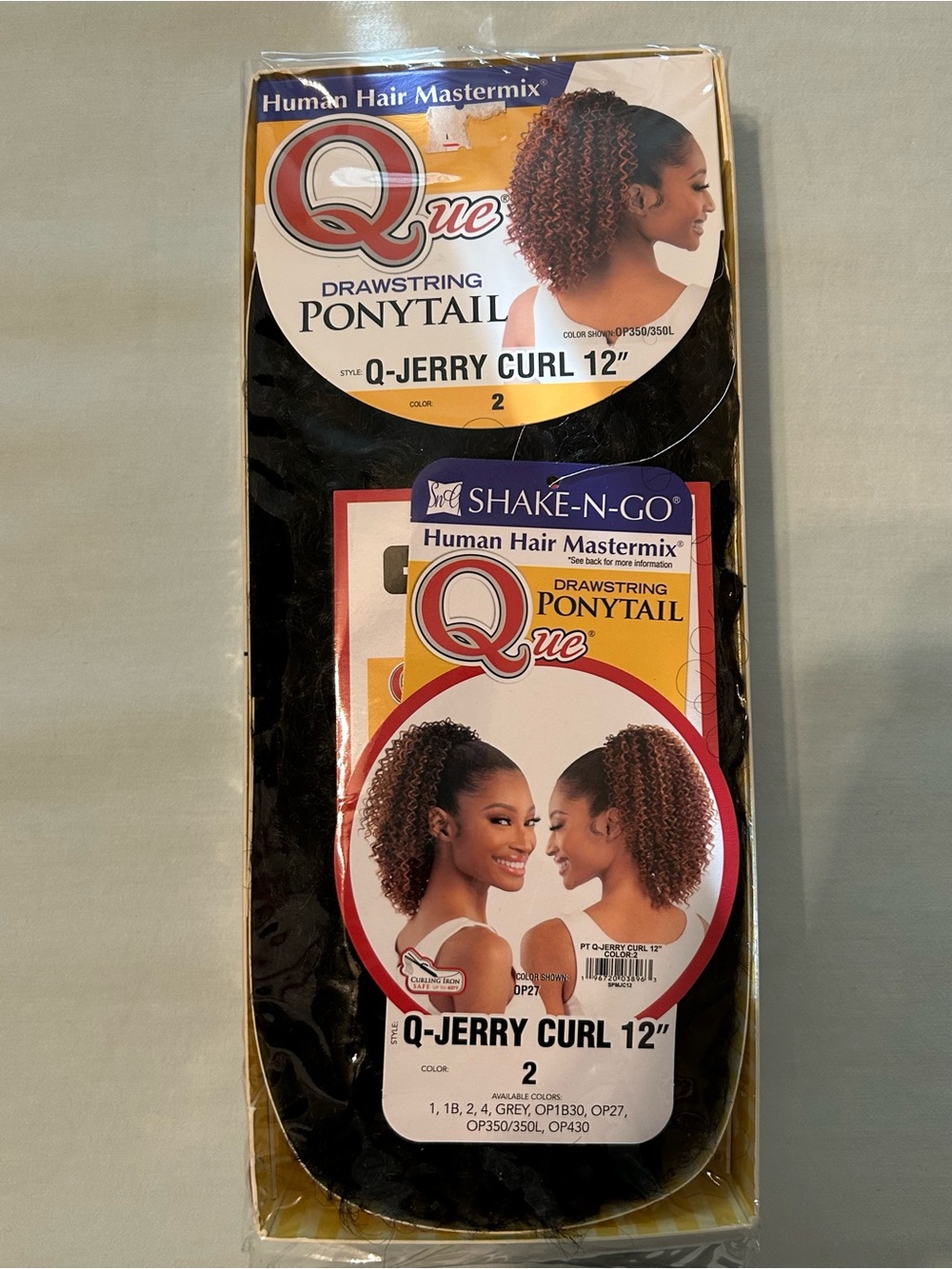 Que Q-Jerry Curl 12" Drawstring Ponytail - Color 2 Black